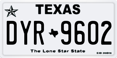 TX license plate DYR9602