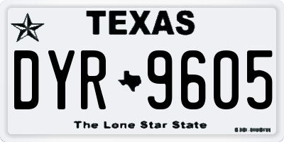 TX license plate DYR9605