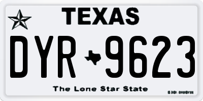 TX license plate DYR9623
