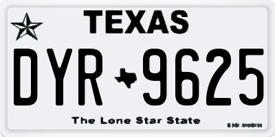 TX license plate DYR9625