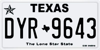 TX license plate DYR9643