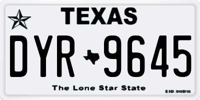 TX license plate DYR9645