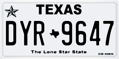 TX license plate DYR9647