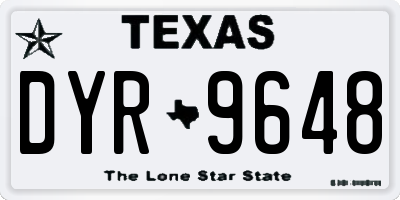 TX license plate DYR9648