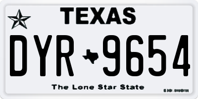 TX license plate DYR9654