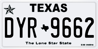 TX license plate DYR9662