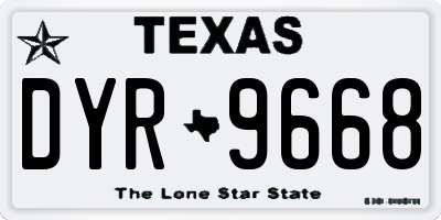 TX license plate DYR9668