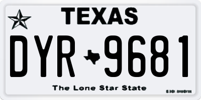 TX license plate DYR9681
