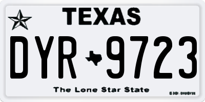 TX license plate DYR9723