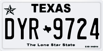 TX license plate DYR9724
