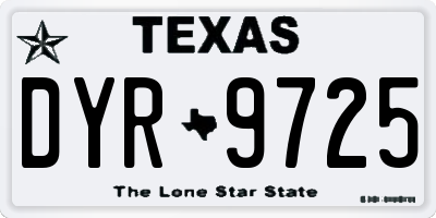 TX license plate DYR9725