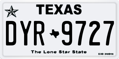 TX license plate DYR9727