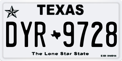 TX license plate DYR9728