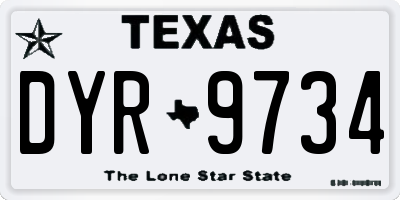 TX license plate DYR9734