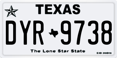 TX license plate DYR9738