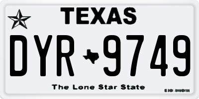 TX license plate DYR9749