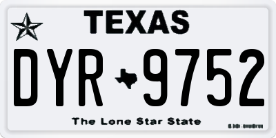 TX license plate DYR9752