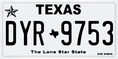 TX license plate DYR9753