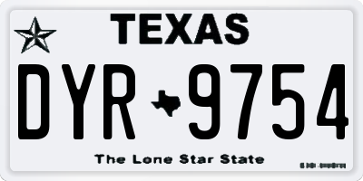TX license plate DYR9754