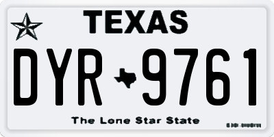 TX license plate DYR9761