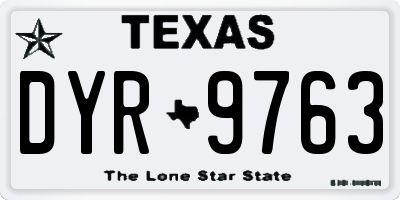 TX license plate DYR9763