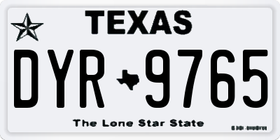 TX license plate DYR9765