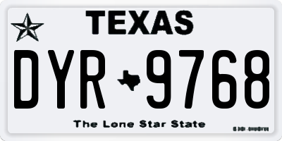 TX license plate DYR9768