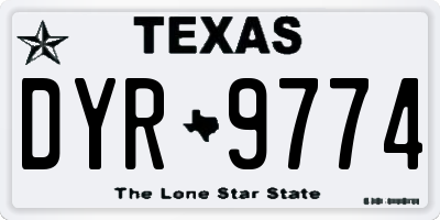 TX license plate DYR9774