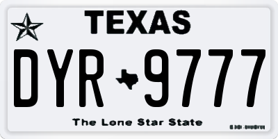 TX license plate DYR9777
