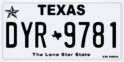 TX license plate DYR9781
