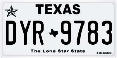 TX license plate DYR9783