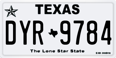 TX license plate DYR9784