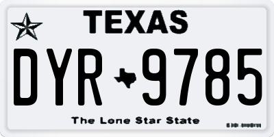 TX license plate DYR9785