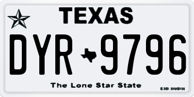TX license plate DYR9796