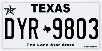 TX license plate DYR9803
