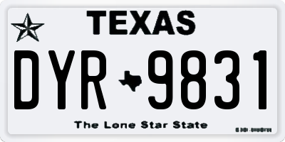 TX license plate DYR9831