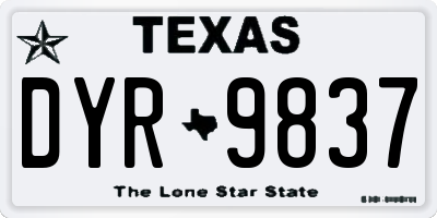 TX license plate DYR9837