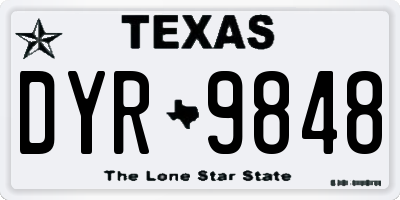 TX license plate DYR9848