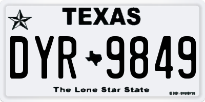 TX license plate DYR9849