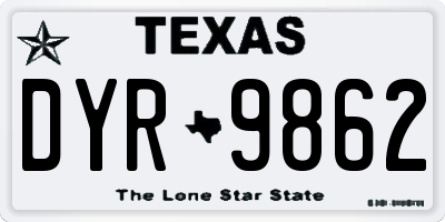 TX license plate DYR9862