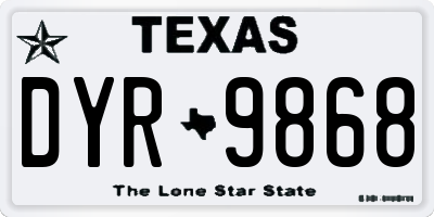 TX license plate DYR9868