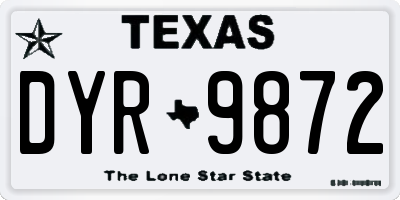 TX license plate DYR9872
