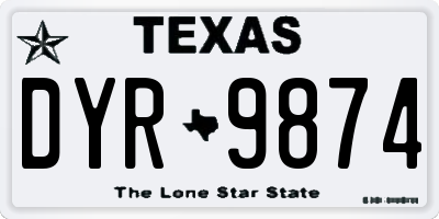 TX license plate DYR9874