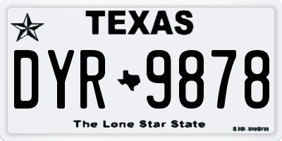 TX license plate DYR9878