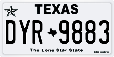 TX license plate DYR9883