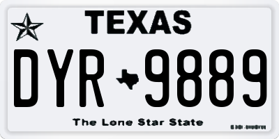 TX license plate DYR9889