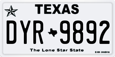 TX license plate DYR9892