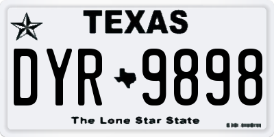 TX license plate DYR9898