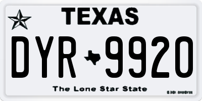 TX license plate DYR9920