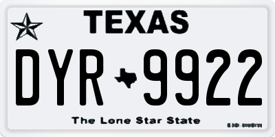 TX license plate DYR9922